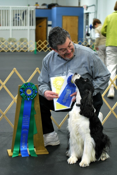 Michael Specht with Daisy, winning Best Combined Score at the Academy Obedience Trial